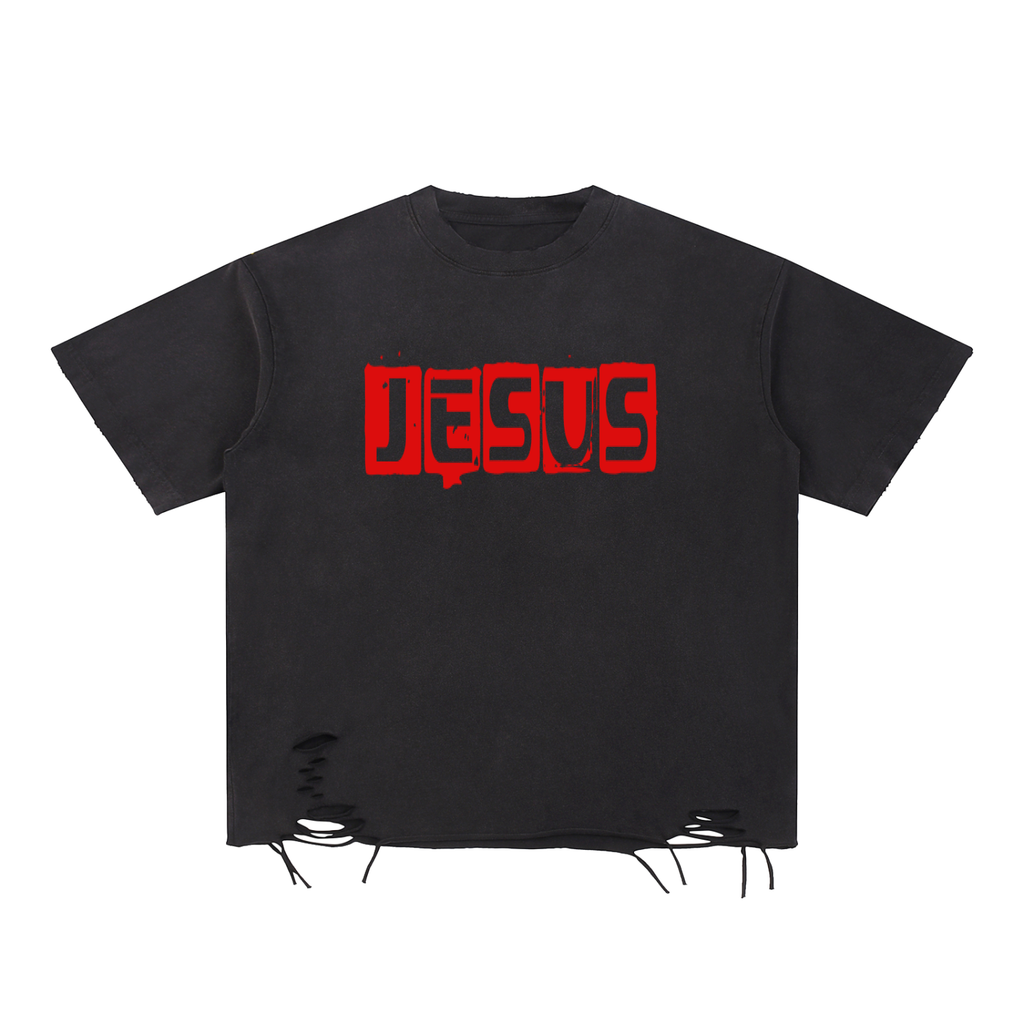 Snow Washed Raw-Hem T-Shirt